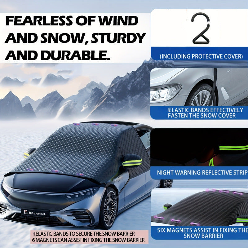 Cross-border best-selling car snow shield, winter snow and frost protection, half-cover car cover, front windshield, sun protection, magnetic snow shield