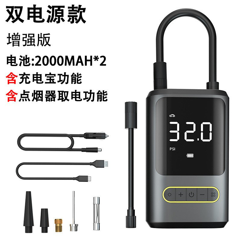 Mini portable car inflator pump bicycle electric tire pump air pump handheld wireless charging digital display