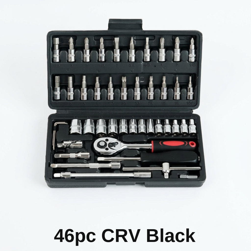46-piece set of quick ratchet wrenches and screwdriver toolboxes for car repairs, hardware sets, and auto repair kits