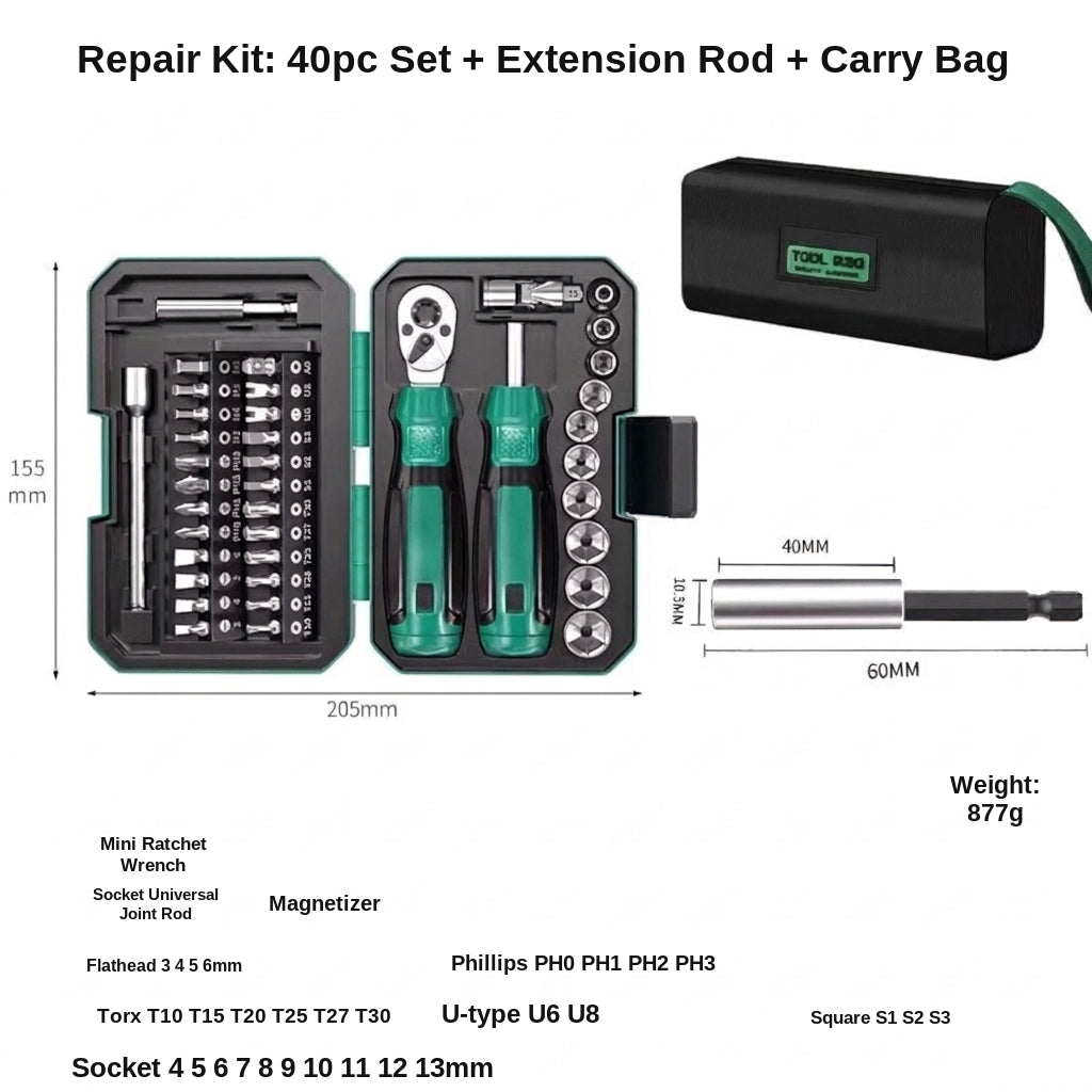 Screwdriver set, motorcycle bike repair tool, repair socket, ratchet wrench, rider tool kit
