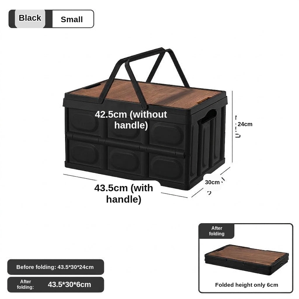Outdoor camping folding box, storage box, wooden lid, car trunk, picnic storage box, organizer box, clothing storage box