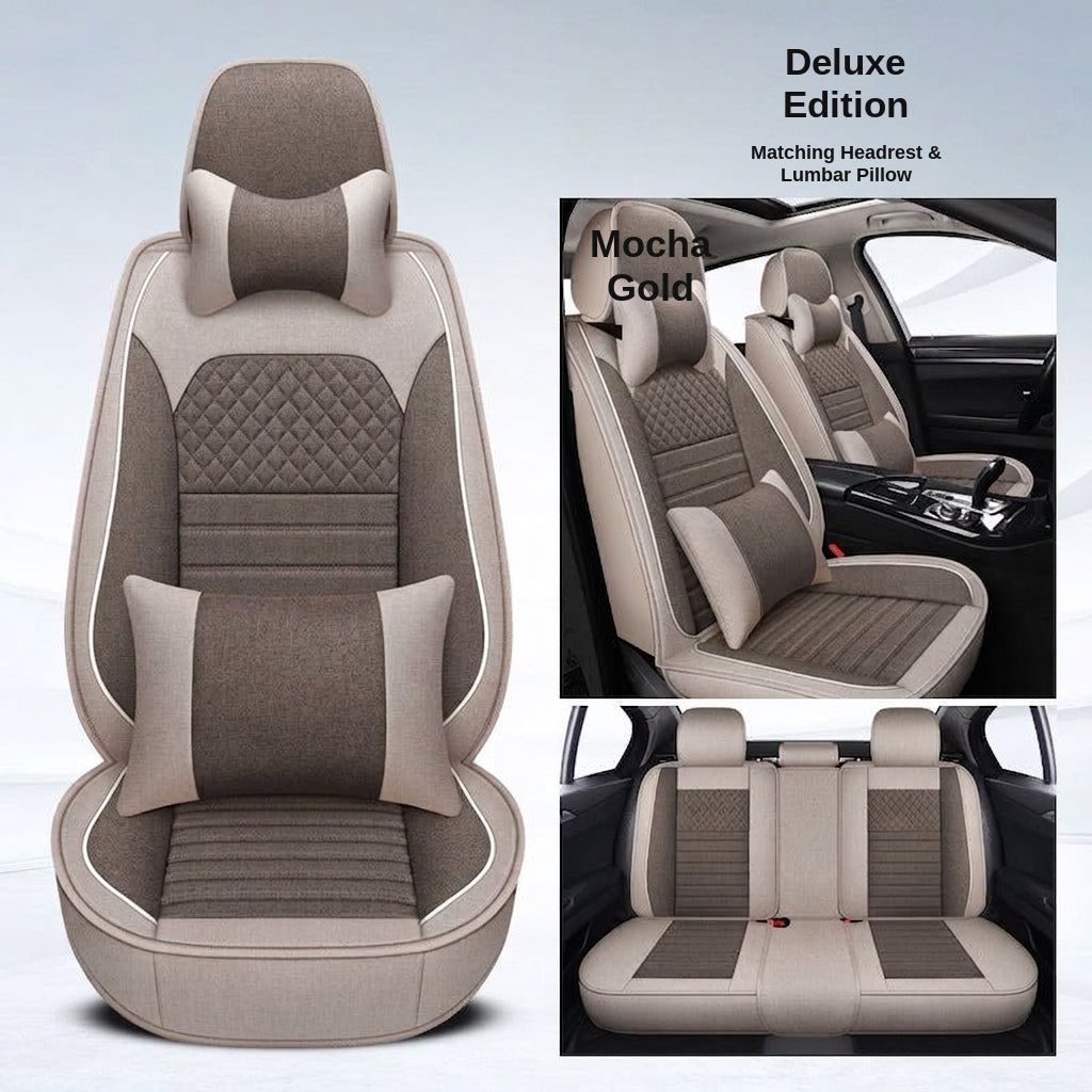 All-season universal full-coverage car seat covers, full-coverage spring and winter linen fabric art car covers, seat covers, and car cushion covers