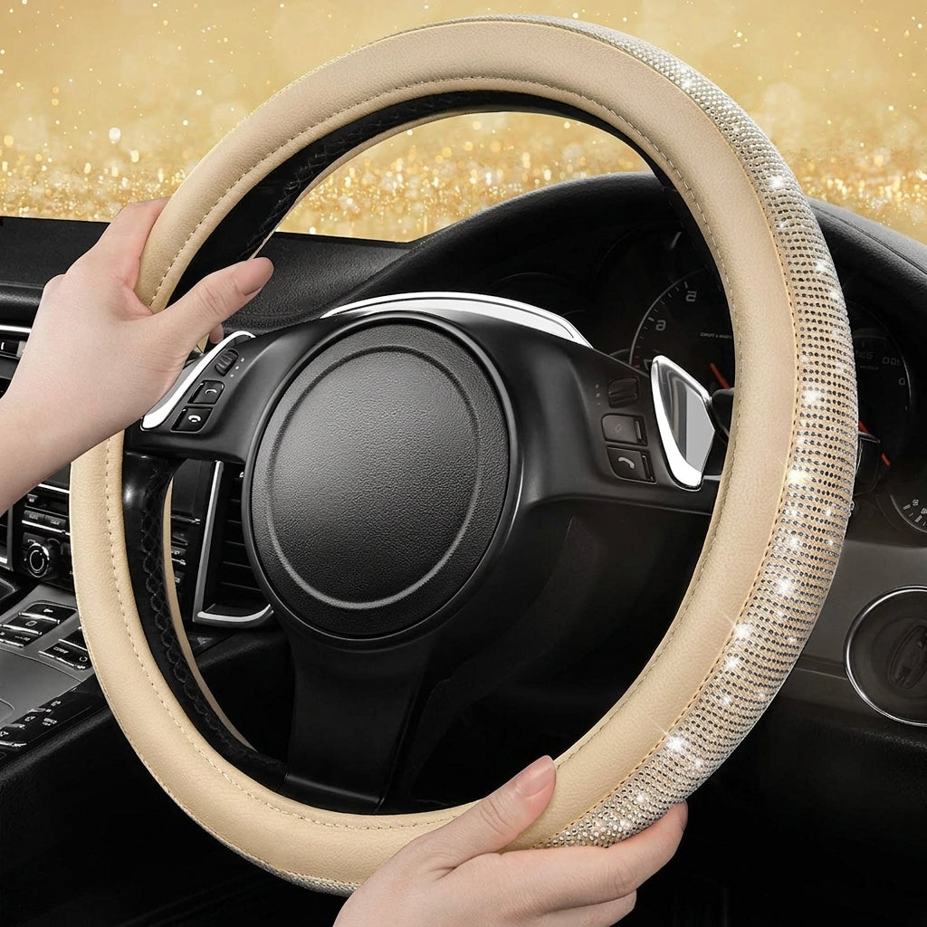 New car rhinestone fully rhinestone-hot rhinestone steering wheel, personalized handlebar cover, unisex steering wheel, Amazon