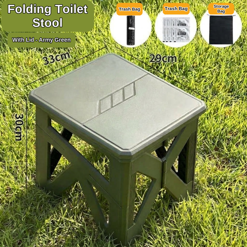 Outdoor camping folding toilet, car-mounted portable odor-resistant adult mobile travel toilet stool