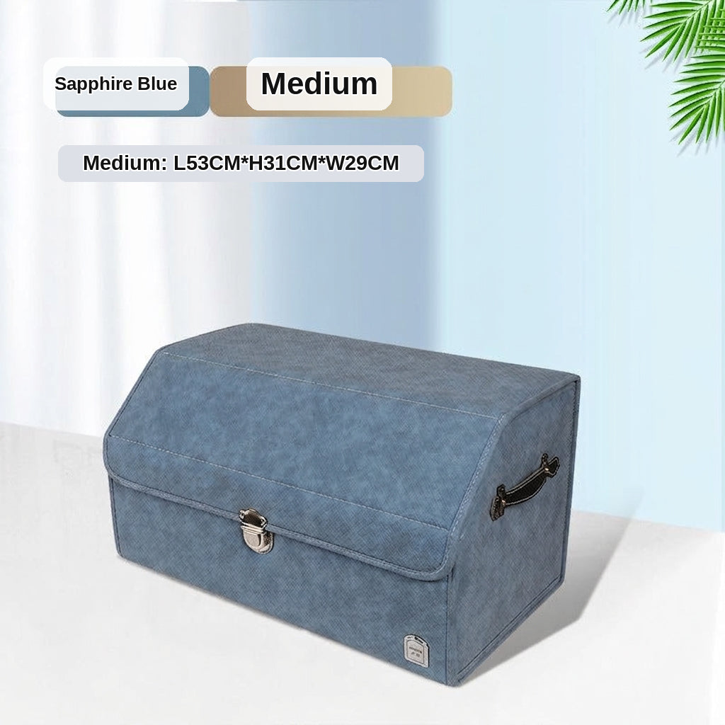 New woven pattern car trunk storage box, foldable car storage box, leather organizer box, factory wholesale