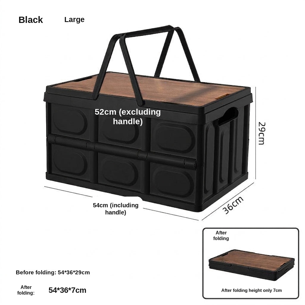 Outdoor camping folding box, storage box, wooden lid, car trunk, picnic storage box, organizer box, clothing storage box