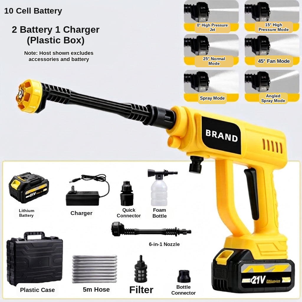 Cross-border lithium battery wireless car wash water nozzle, high-pressure, high-power car wash tool, home portable car tool