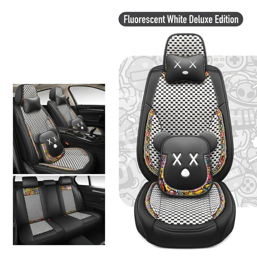 New Ice Silk Breathable Car Seat Covers, Cartoon Cute Seat Covers, Fully Inclusive Seat Cushion Covers All Seasons