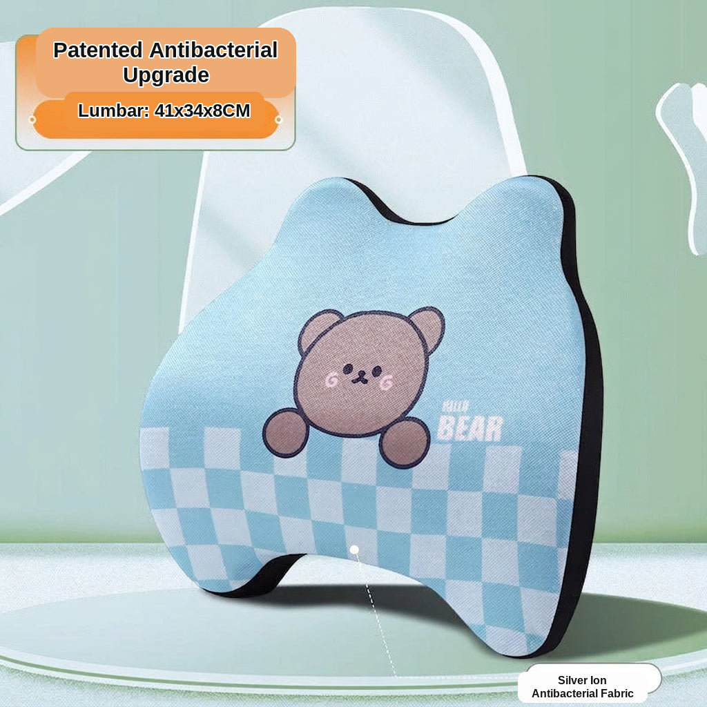 Yiju car cartoon headrest, neck pillow, memory foam, car cushion, car seat, neck and neck pillow, bear headrest