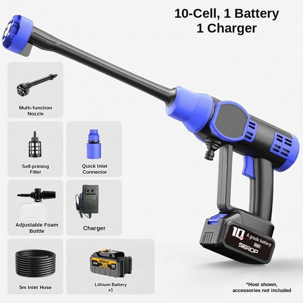 Brushless electric car wash high-pressure water gun, multifunctional handheld portable car wash washer, water nozzle for household plant watering