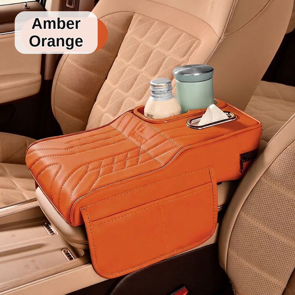 Multi-functional car armrest box water cup holder heightened central protective cover car tissue box supplies storage mat