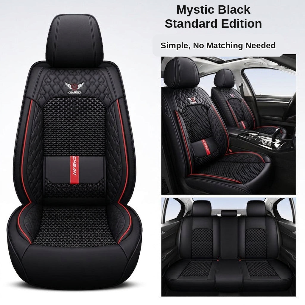 The 2025 new lumbar Napa leather ice silk car seat cushion is suitable for all seasons