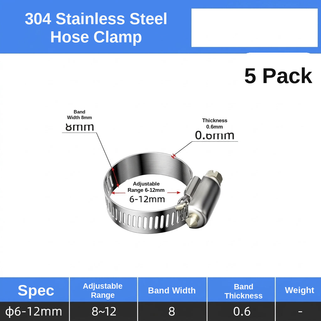 Stainless steel handle, hose hoop, hand screwing, clamping, holding hoop, pipe hoop, water pipe tightening hoop, gas pipe fixing, clamping buckle