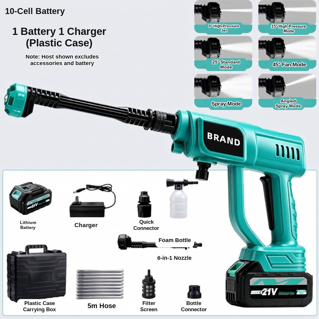 Cross-border lithium battery wireless car wash water nozzle, high-pressure, high-power car wash tool, home portable car tool