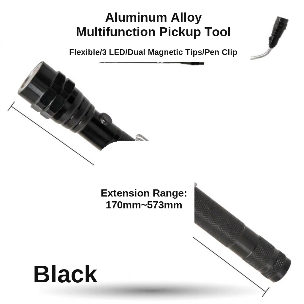 8LB Pickup Retractable Magnetic Suction Rod with Light Magnetic Rod Auto Repair Tool Metal Picker Suction Rod