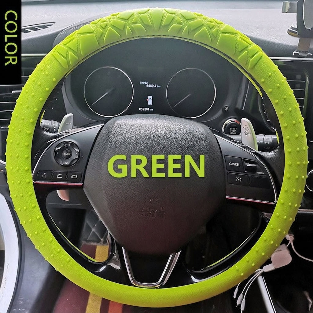 Cross-border geometric pattern non-slip silicone steering wheel cover, car D-round universal elastic particle sun-protection thickened handlebar cover