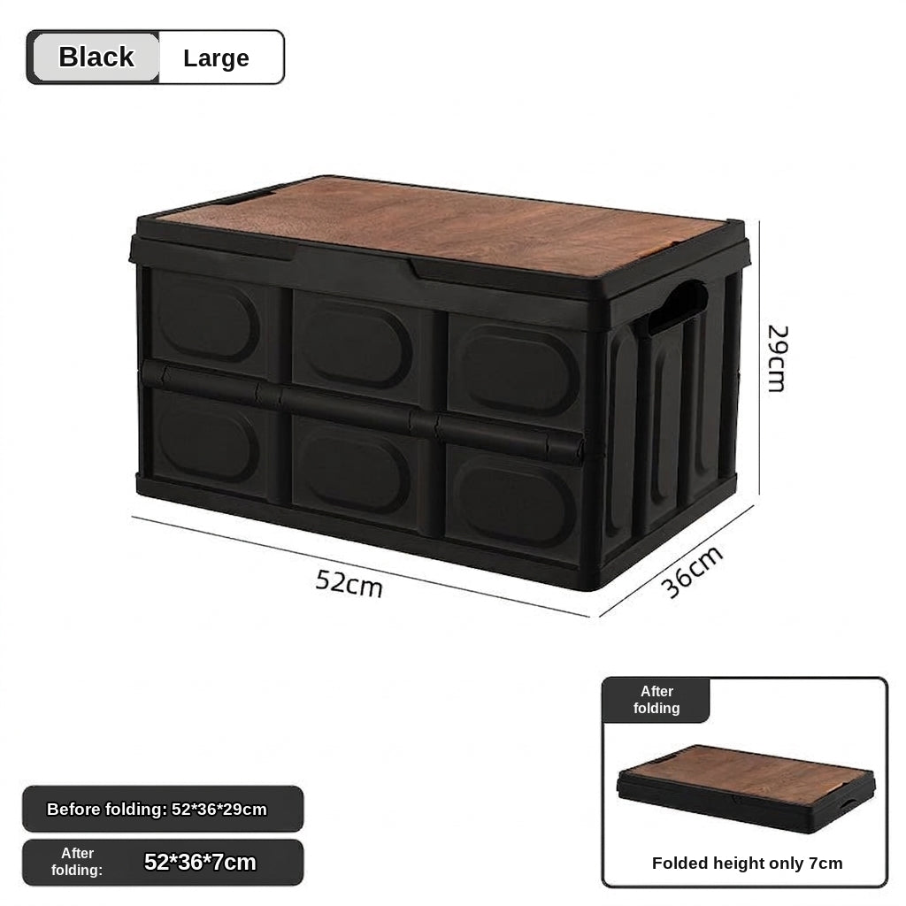Outdoor camping folding box, storage box, wooden lid, car trunk, picnic storage box, organizer box, clothing storage box