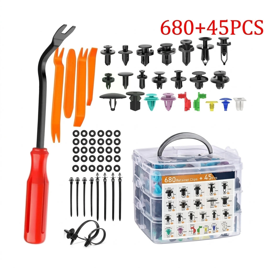 Domestic trade and foreign trade 100PCS car general boxed buckle combination set door panel nylon wheel eyebrow clamp HE26