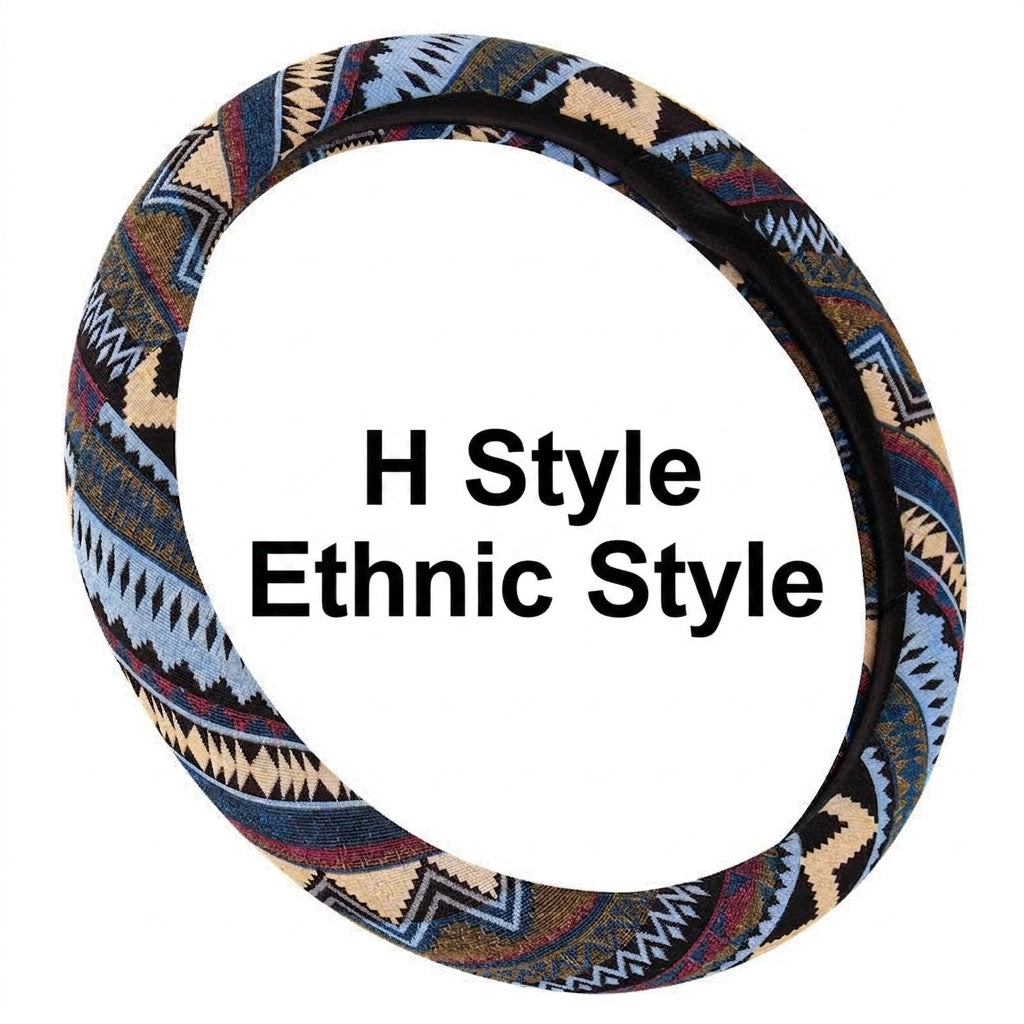 Steering wheel cover New national style old coarse cloth linen car steering wheel cover Personality trend car handle cover