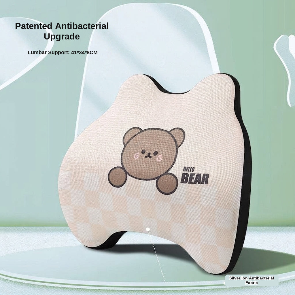 Yiju car cartoon headrest, neck pillow, memory foam, car cushion, car seat, neck and neck pillow, bear headrest