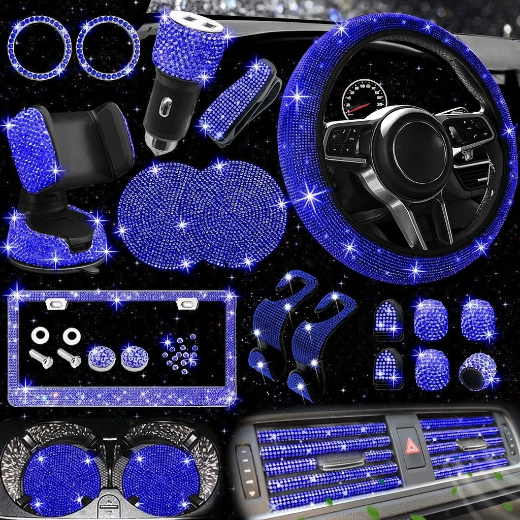 Car steering wheel cover all seasons universal anti-slip diamond combination multi-piece mobile phone holder steering wheel protector