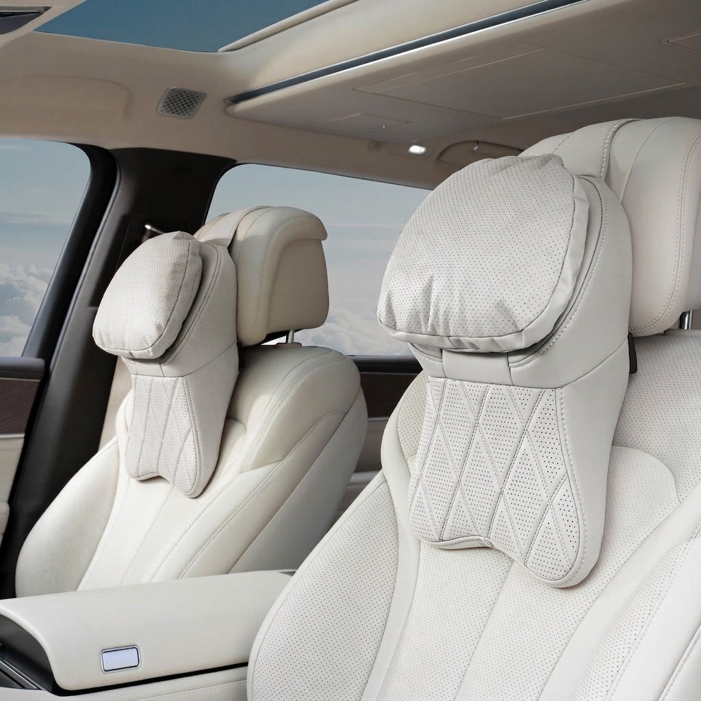 Car anti-stain leather headrest cushion lumbar cushion for driving seats, pillows for cervical spine, neck, and high-end neck pillows for car use