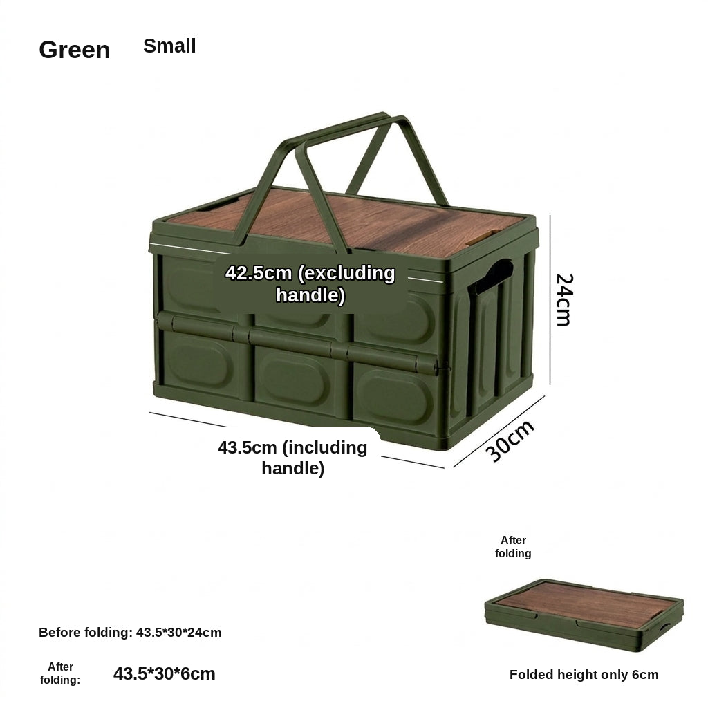 Outdoor camping folding box, storage box, wooden lid, car trunk, picnic storage box, organizer box, clothing storage box