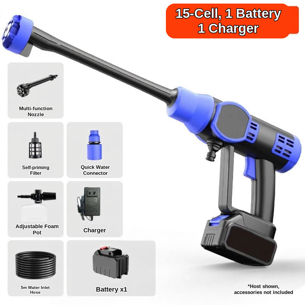 Brushless electric car wash high-pressure water gun, multifunctional handheld portable car wash washer, water nozzle for household plant watering