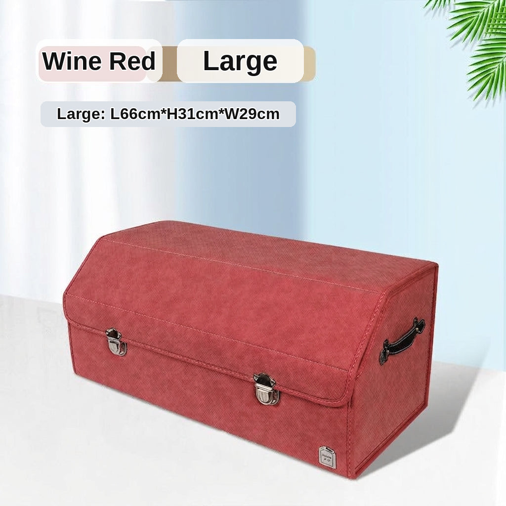 New woven pattern car trunk storage box, foldable car storage box, leather organizer box, factory wholesale