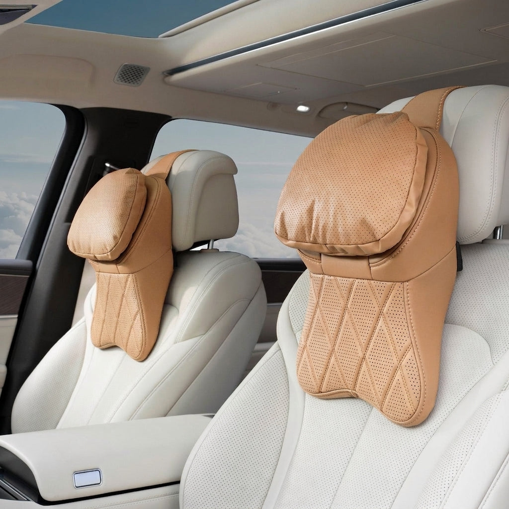 Car anti-stain leather headrest cushion lumbar cushion for driving seats, pillows for cervical spine, neck, and high-end neck pillows for car use