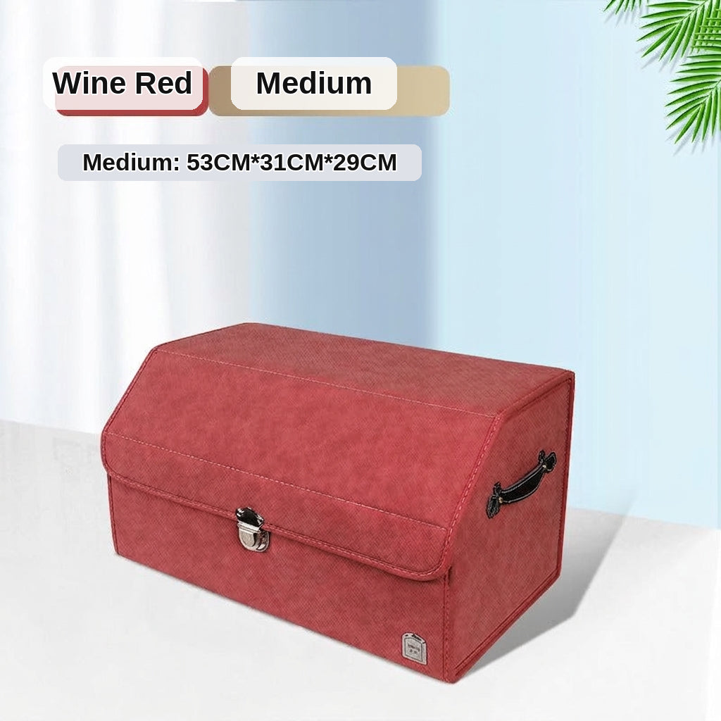 New woven pattern car trunk storage box, foldable car storage box, leather organizer box, factory wholesale