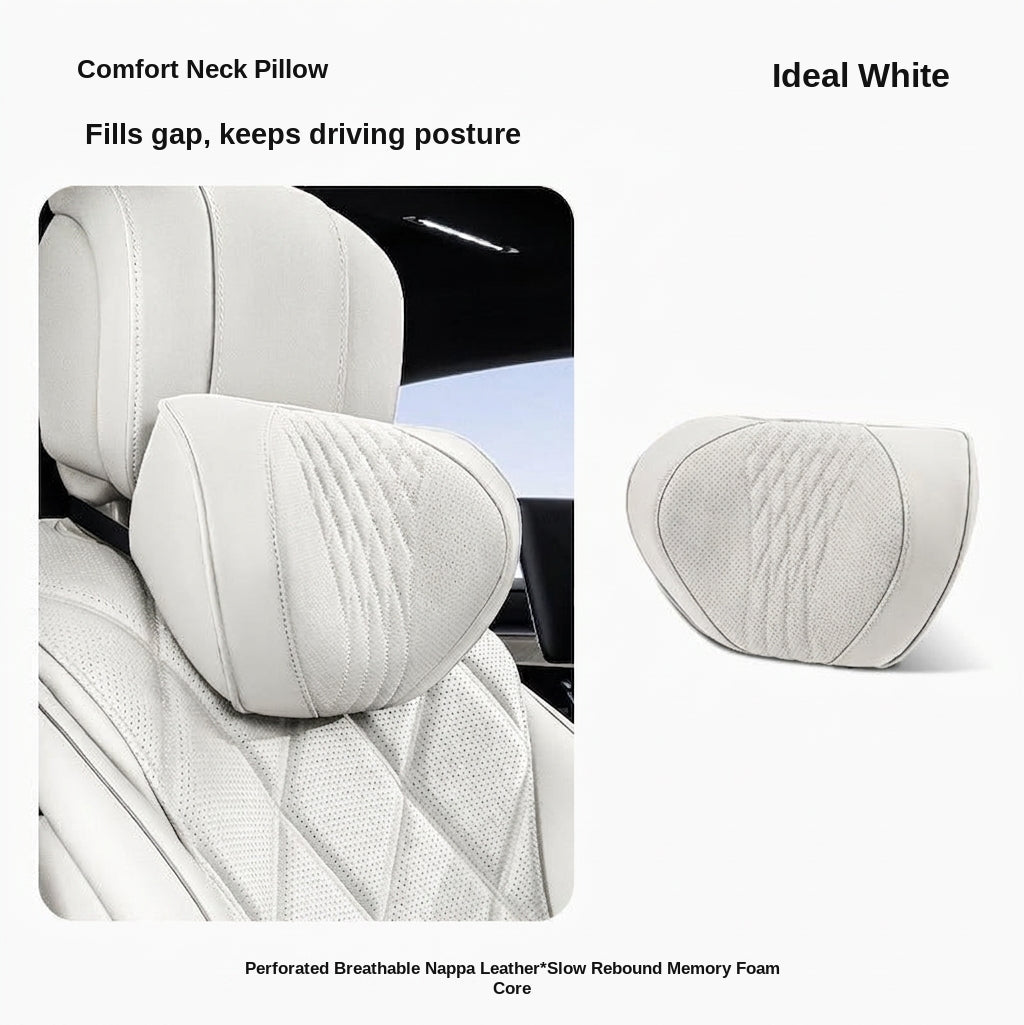 Summer breathable memory foam car headrest lumbar support premium car seat pillow car leather neck support pillow