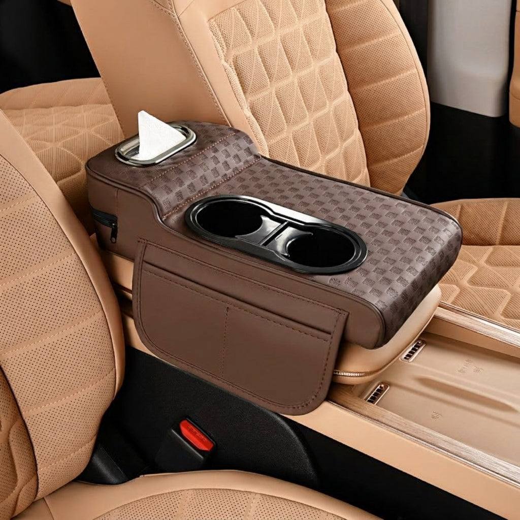 2025 New Central Car Armrest Box Height Pad Cover Protective Cover Double Cup Holder Premium Leather Car Accessories