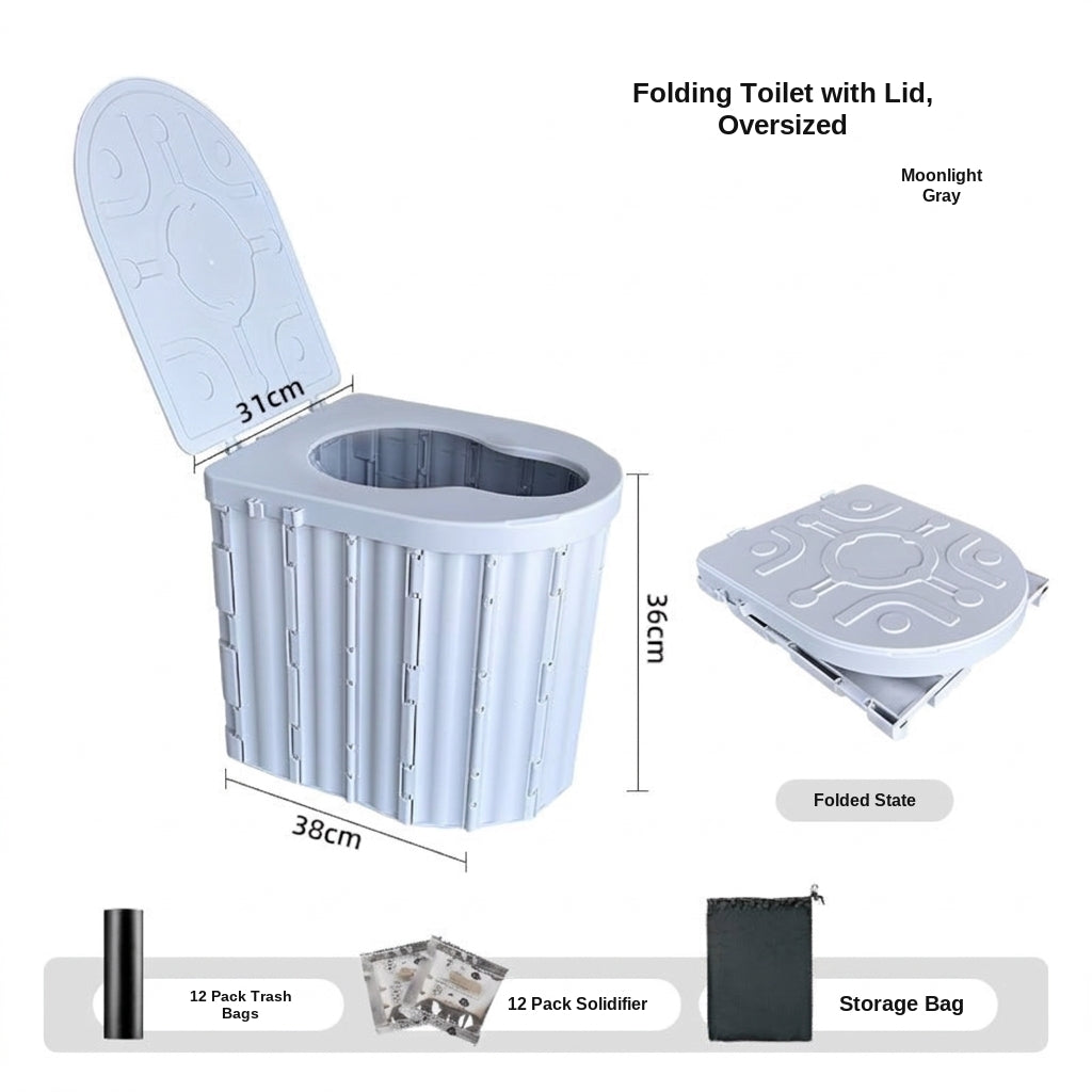 Portable Folding Toilet with Lid for Car Travel