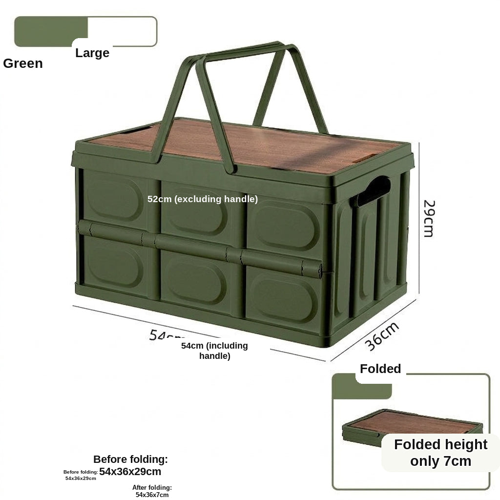 Outdoor camping folding box, storage box, wooden lid, car trunk, picnic storage box, organizer box, clothing storage box