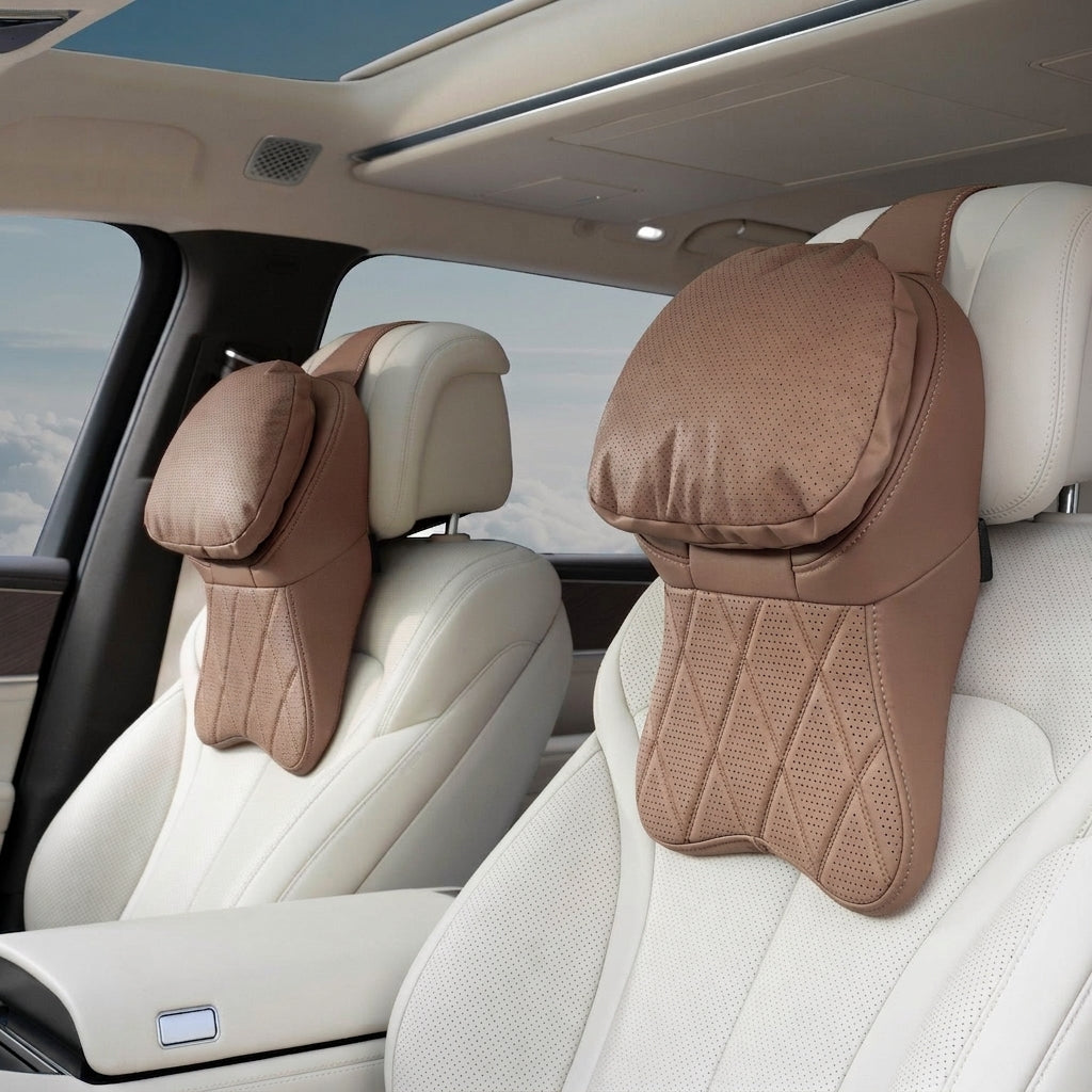 Car anti-stain leather headrest cushion lumbar cushion for driving seats, pillows for cervical spine, neck, and high-end neck pillows for car use