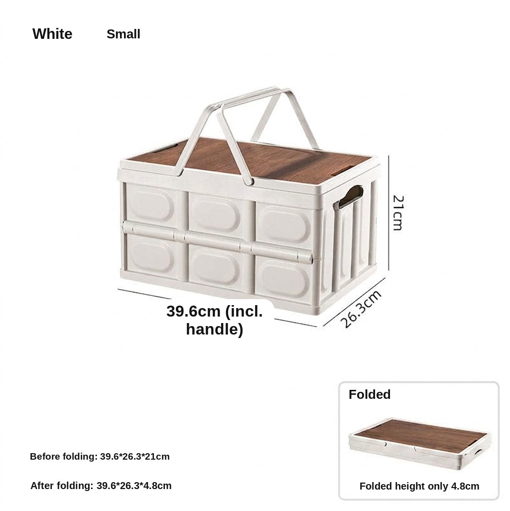 Outdoor camping folding box, storage box, wooden lid, car trunk, picnic storage box, organizer box, clothing storage box