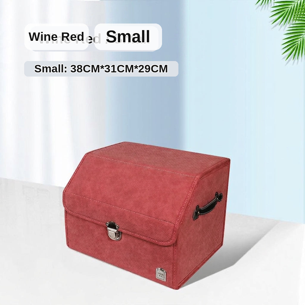New woven pattern car trunk storage box, foldable car storage box, leather organizer box, factory wholesale
