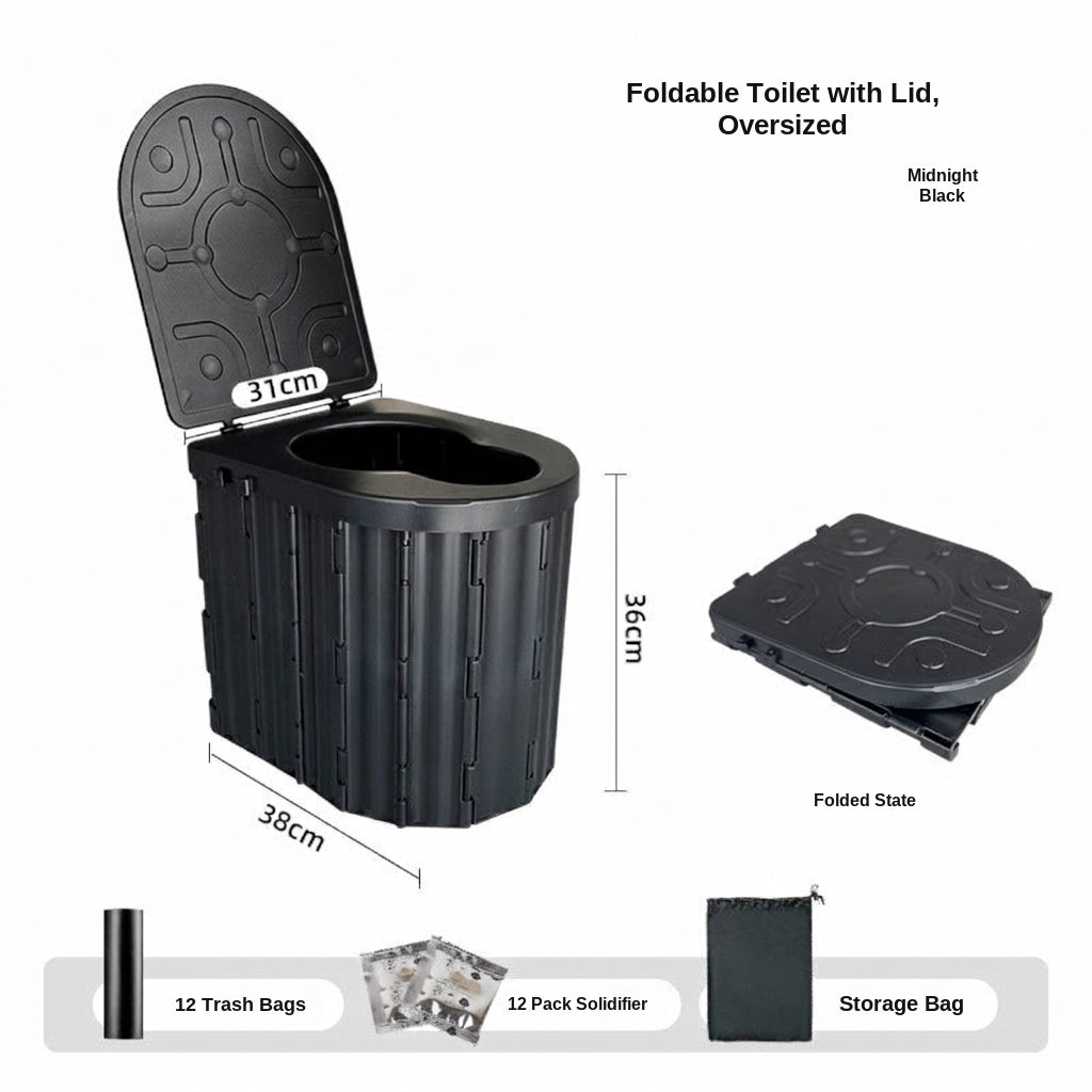 Portable Folding Toilet with Lid for Car Travel