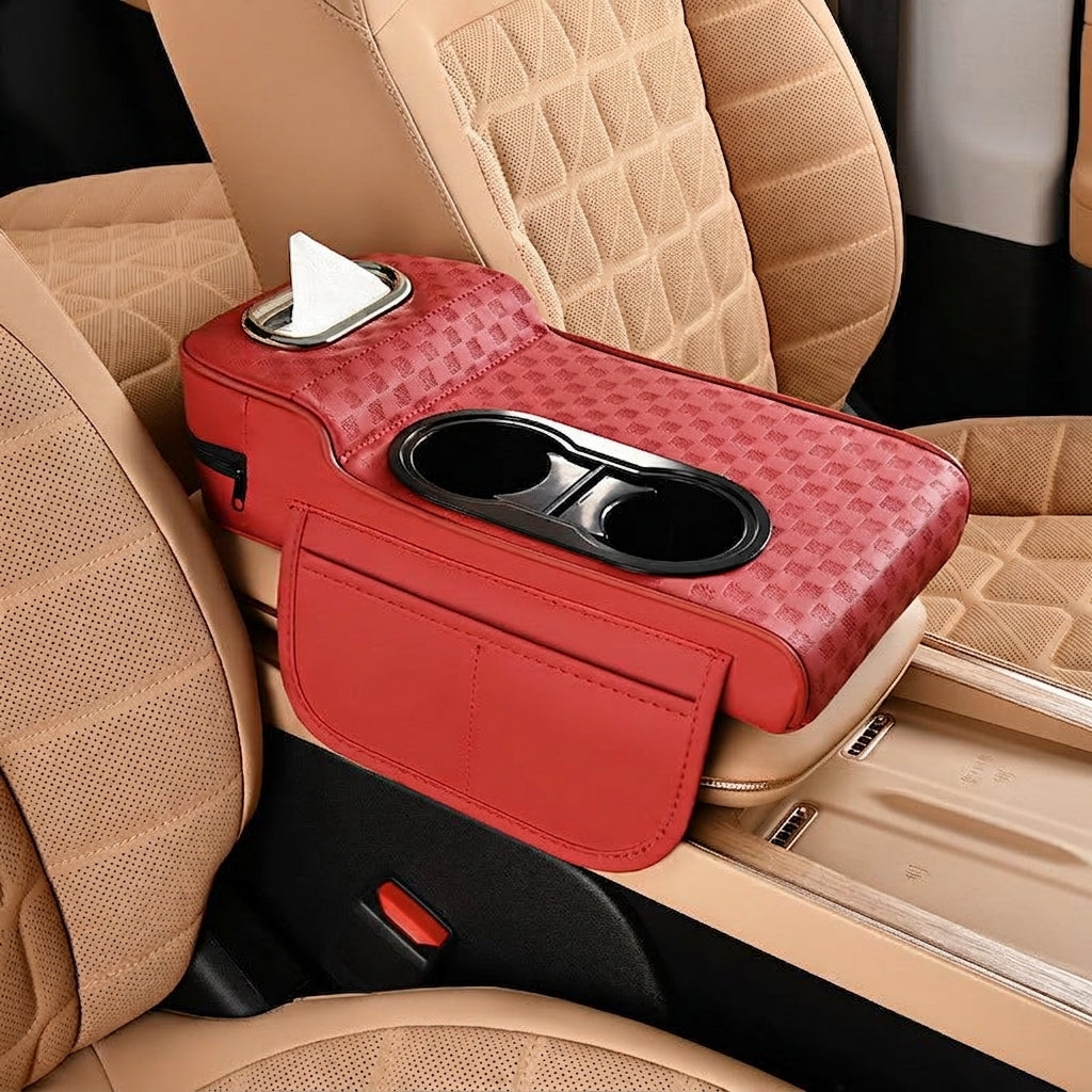 2025 New Central Car Armrest Box Height Pad Cover Protective Cover Double Cup Holder Premium Leather Car Accessories