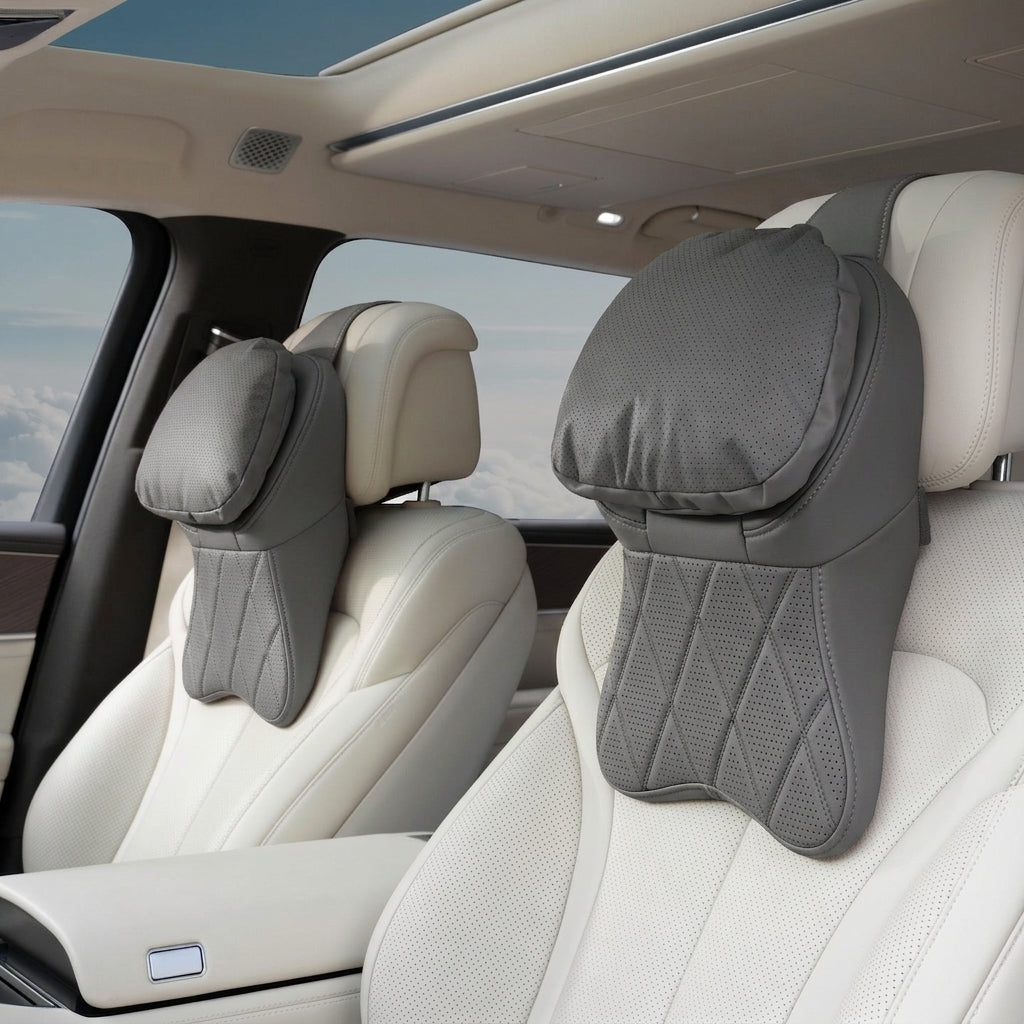 Car anti-stain leather headrest cushion lumbar cushion for driving seats, pillows for cervical spine, neck, and high-end neck pillows for car use