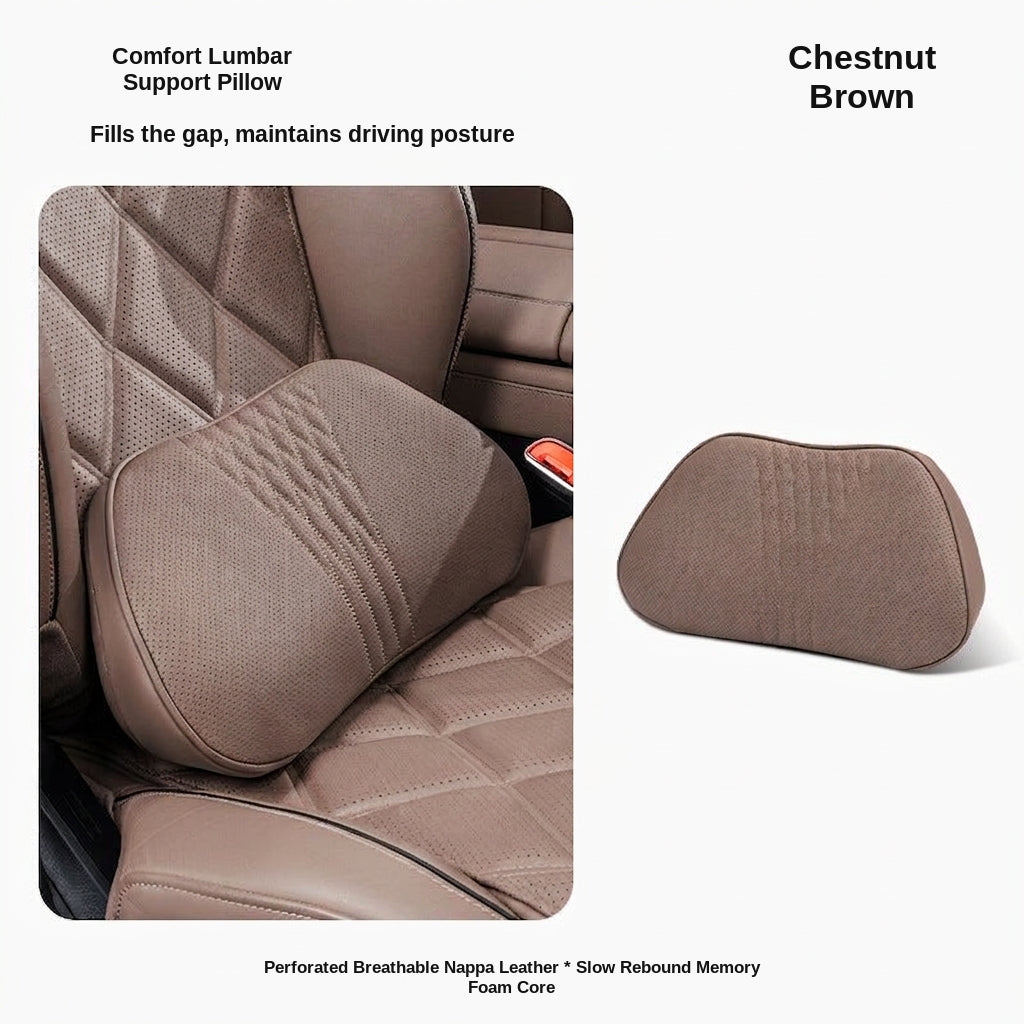 Summer breathable memory foam car headrest lumbar support premium car seat pillow car leather neck support pillow