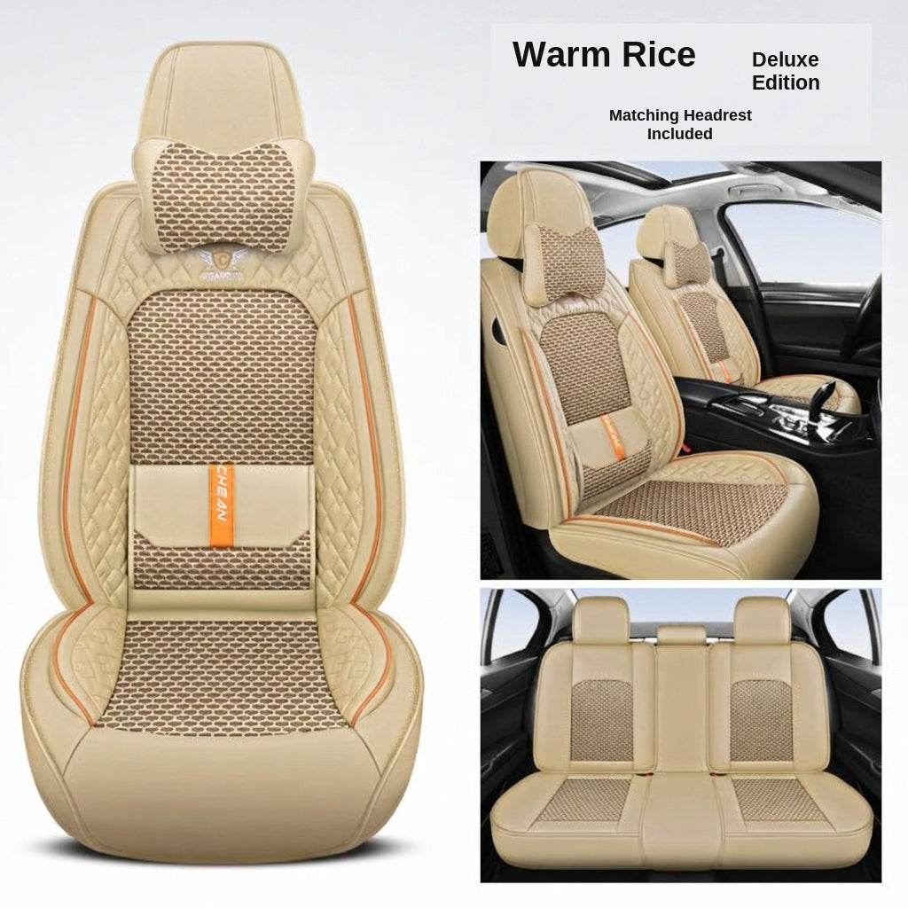 The 2025 new lumbar Napa leather ice silk car seat cushion is suitable for all seasons
