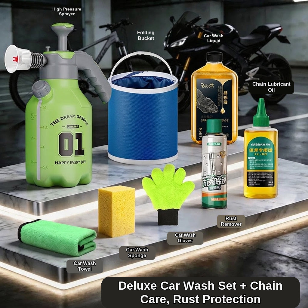 Green Forest Car Wash Tool Complete Set, Household Mop, Car Cleaning Tool, Self-Service Car Brushing Supplies Without Damage