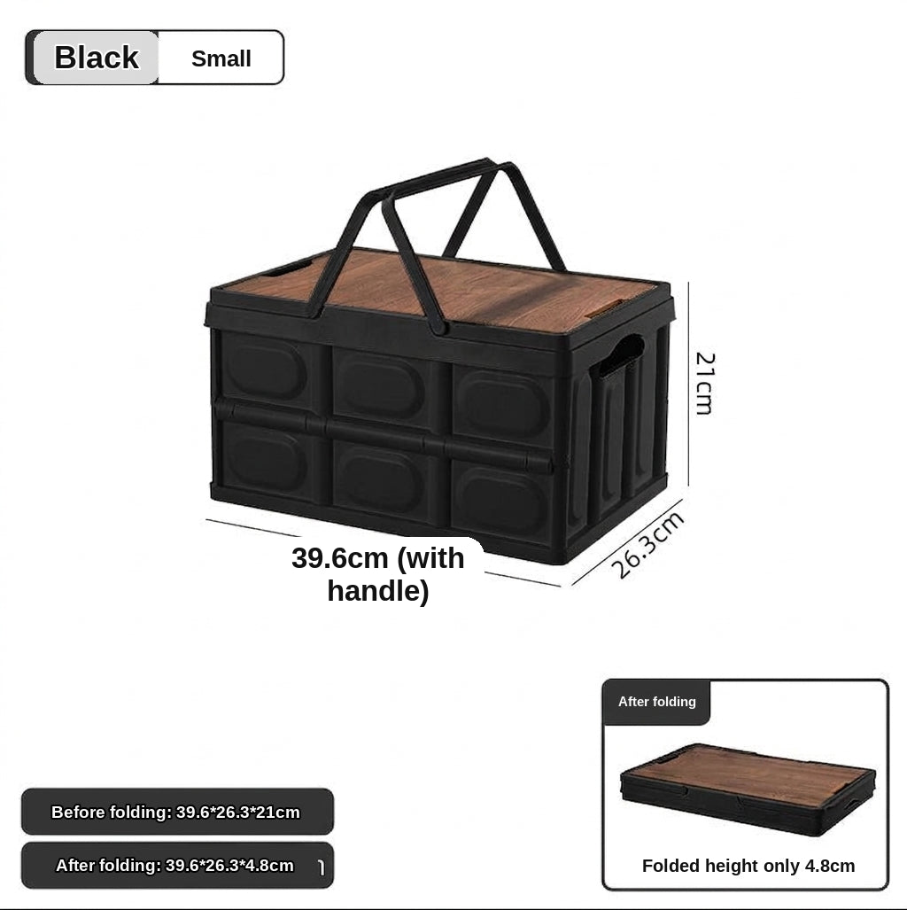 Outdoor camping folding box, storage box, wooden lid, car trunk, picnic storage box, organizer box, clothing storage box