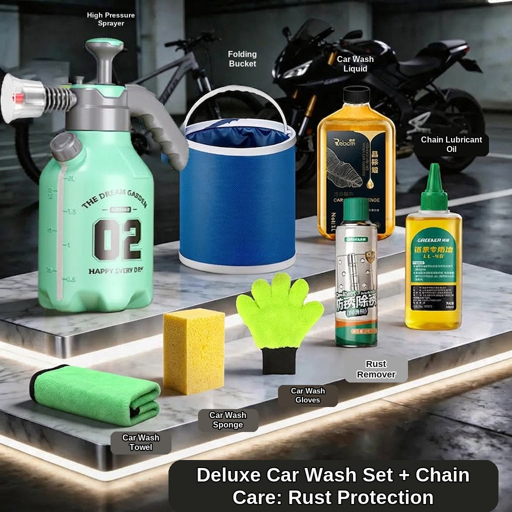 Green Forest Car Wash Tool Complete Set, Household Mop, Car Cleaning Tool, Self-Service Car Brushing Supplies Without Damage