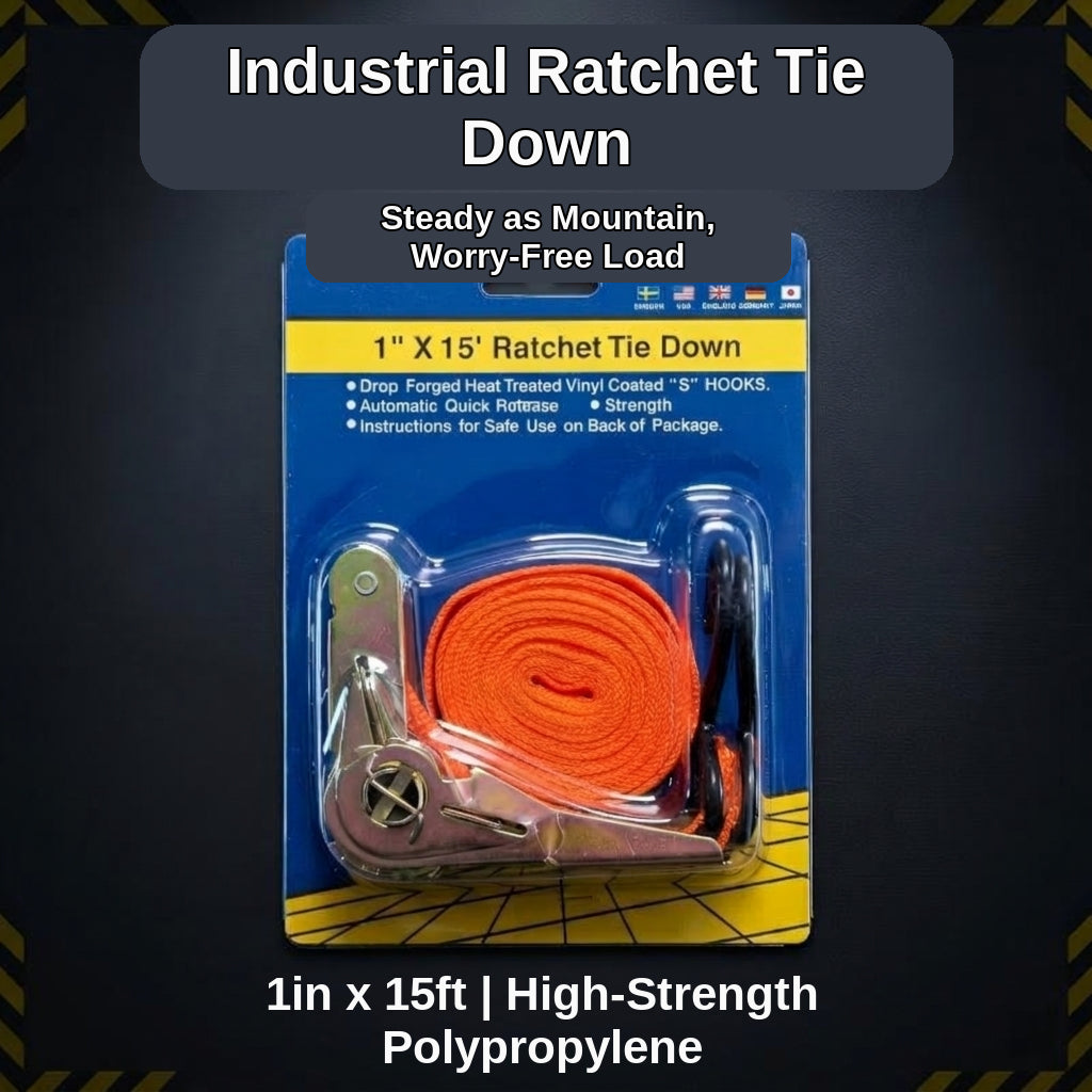 Ratchet Tie Down Strap - 1 inch x 15 feet