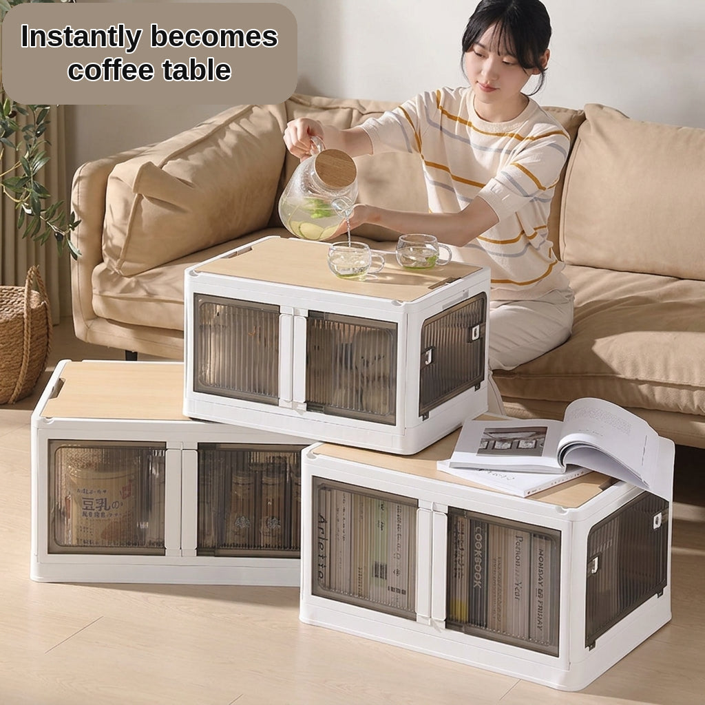 Outdoor camping and picnic folding storage box Car storage wooden cover car trunk multi-functional sorting box