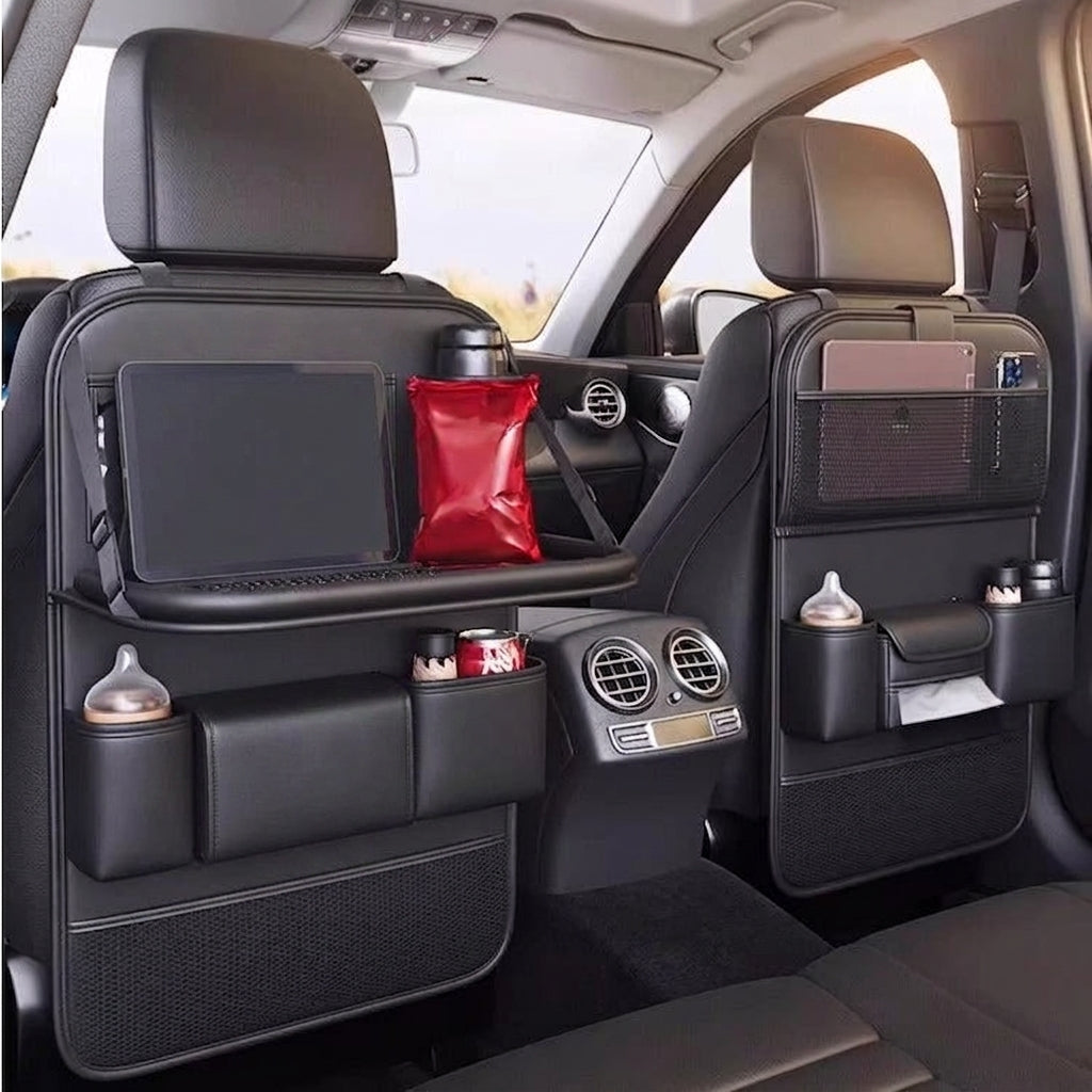High-end car seat back storage bag, car multi-functional, rear hanging bag, car foldable dining table board shelf