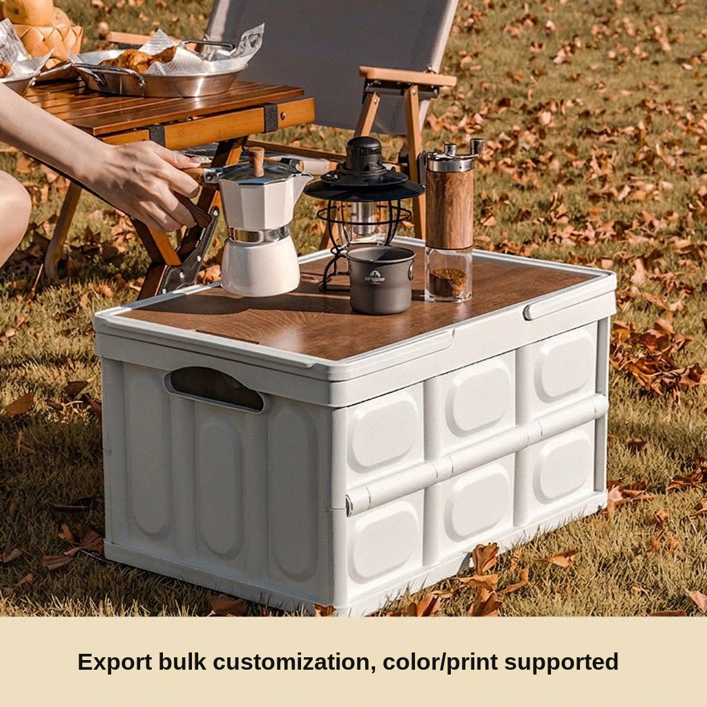 Outdoor camping folding box, storage box, wooden lid, car trunk, picnic storage box, organizer box, clothing storage box
